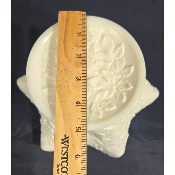 Vintage Westmoreland Bramble Milk Glass Crimped Round Bowl 10" Maple Leaf Footed - Picture 6 of 8